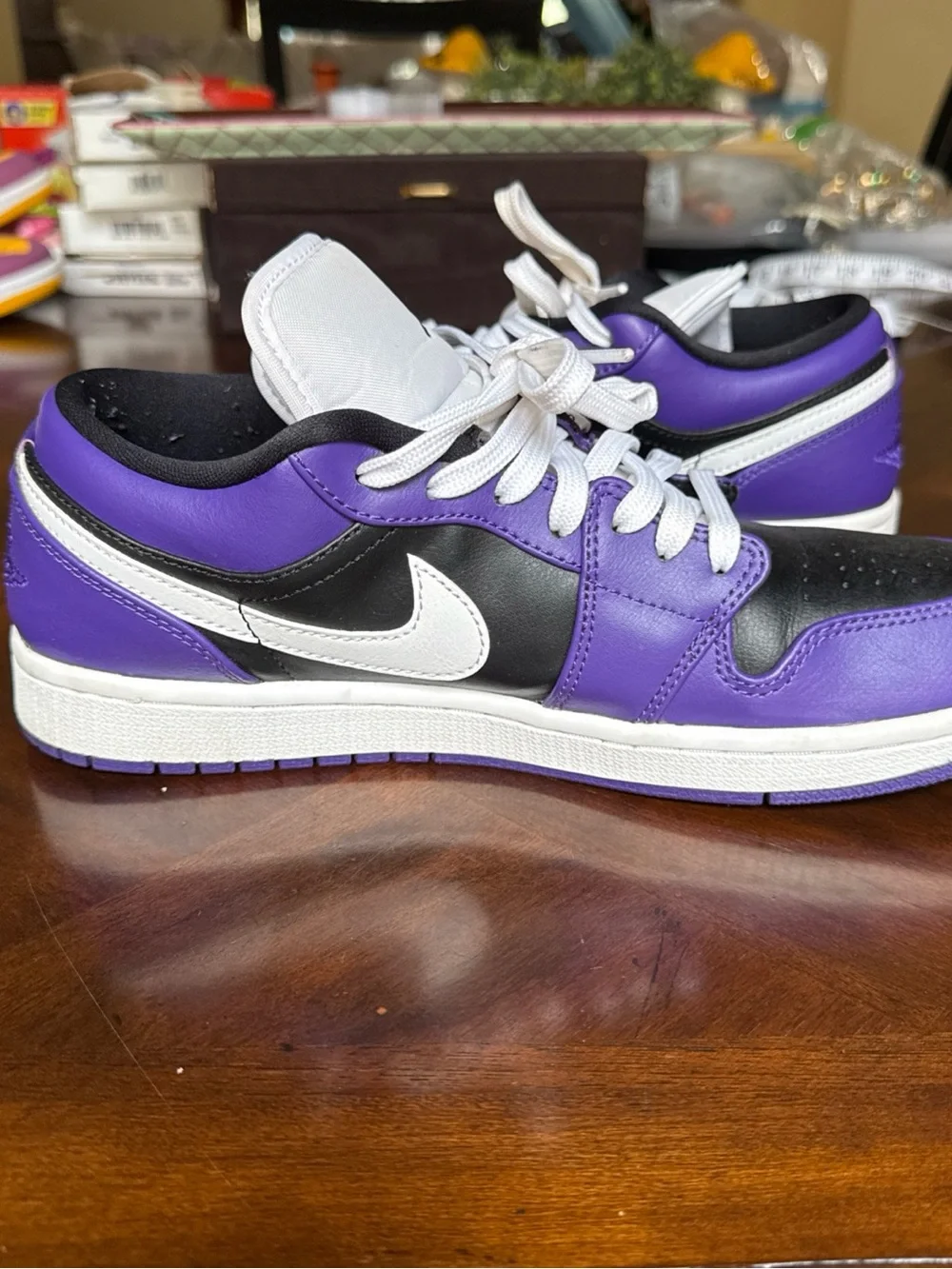 Jordan’s Retro Purple & Black Leather #553558-501 size 8